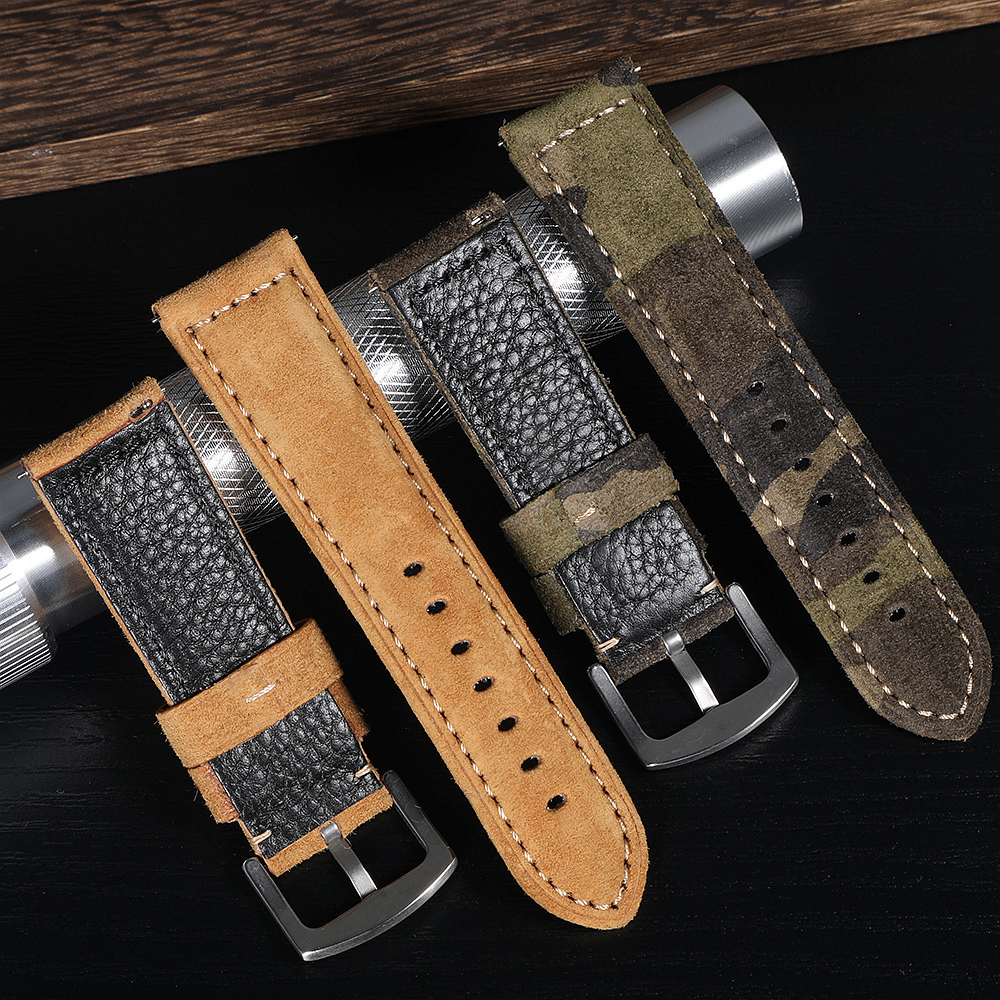 Genuine Suede Watch Strap 22mm - Suede Strap Watch のレビューと価格