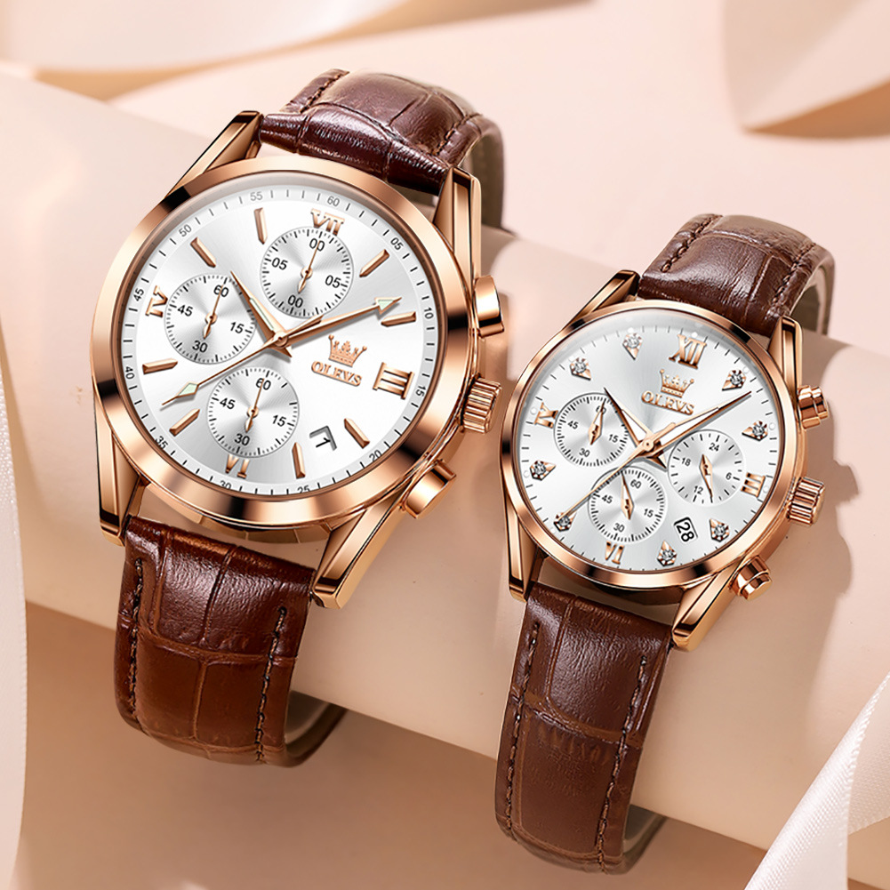 OLEVS Couple Watch for Men Wom - Leather Watch Band Men のレビューと価格