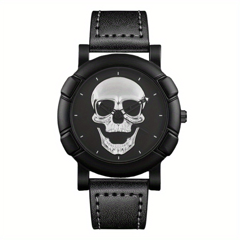 Skull Pattern Multi Display Po - Leather Watch Band Men のレビューと価格