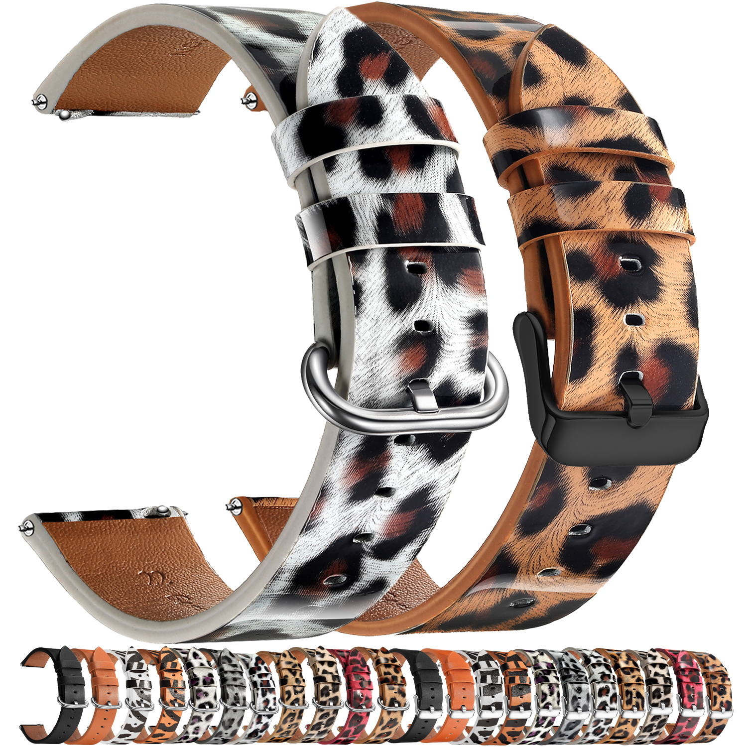 Leather Watch Band Leopard Qui - Leather Strap Quick Release のレビューと価格