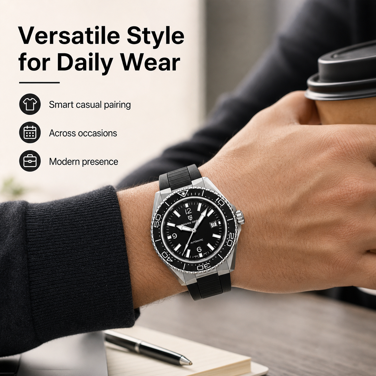 Pagani Design Luxury Men's Aut - Rubber Strap Diver のレビューと価格