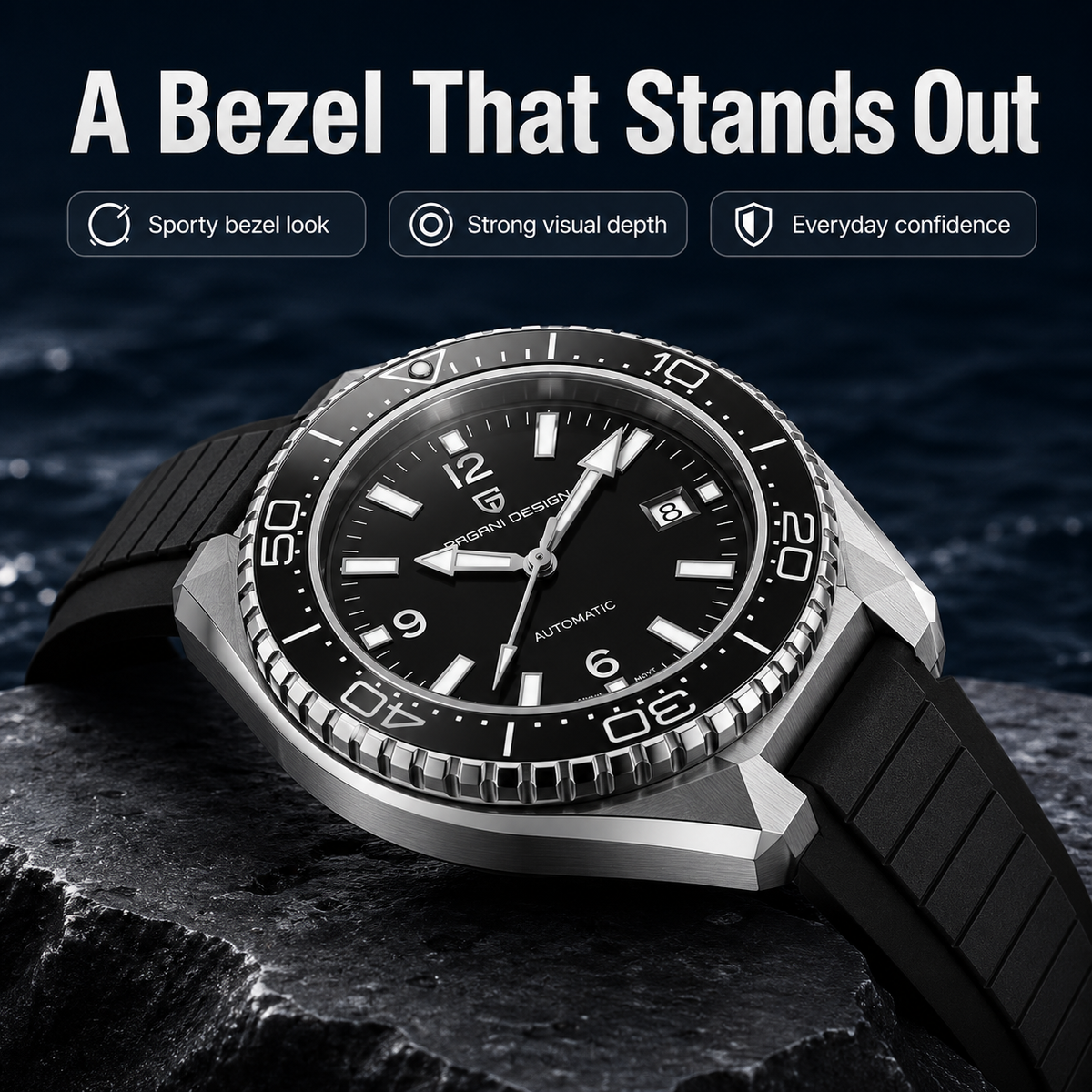 Pagani Design Luxury Men's Aut - Rubber Strap Diver のレビューと価格