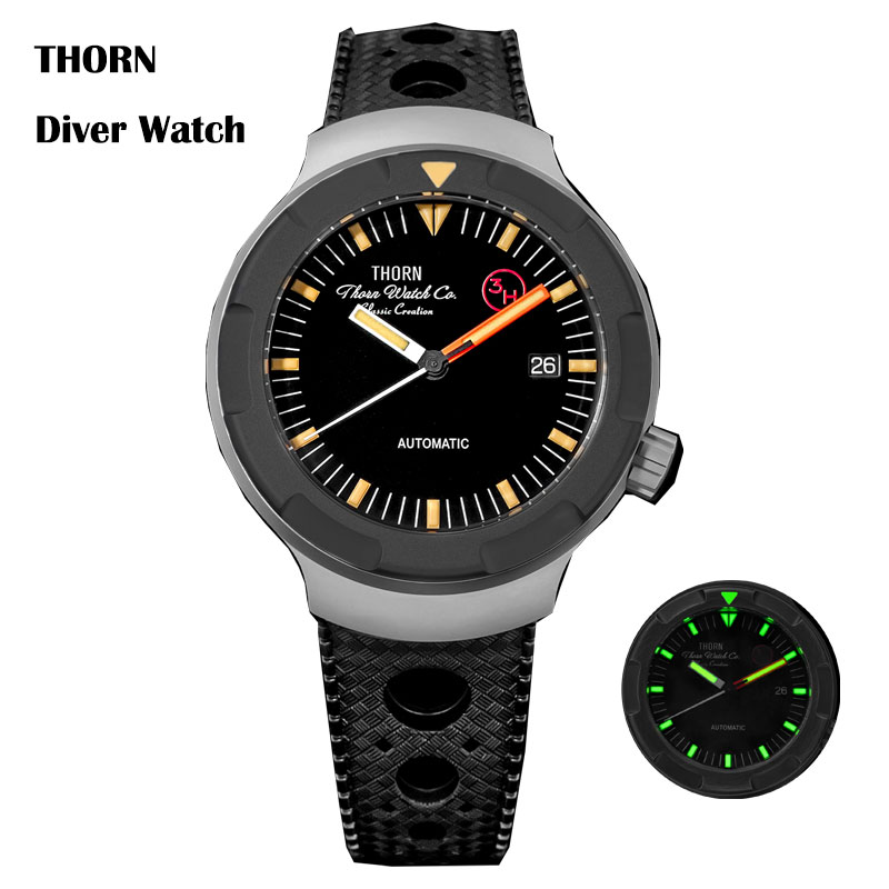Thorn 42mm Men's Retro Titaniu - Rubber Strap Diver のレビューと価格